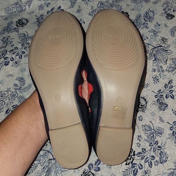 Boden Rounded Toe Hettie Ballet Scrunch Flats • Navy / Red • Size 7.5 (38 1/2) - Picture 6 of 7